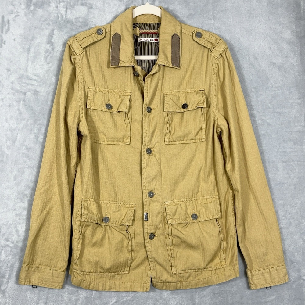 Levis Jacket Men M Brown Khaki Utility Shacket Heritage Military Workwear Y2K